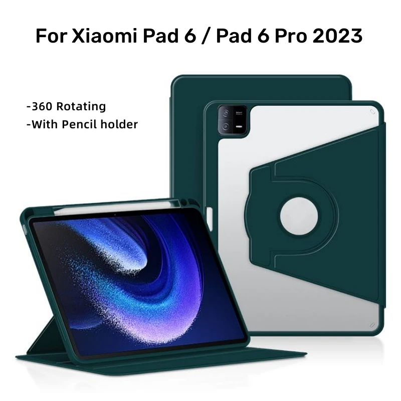 

Чехол для Xiaomi Mi Pad 6, чехол 2023 дюйма для Xiaomi Pad 6 Pro, вращающийся на 360 градусов Прозрачный чехол для планшета, чехол с автоматическим пробуждением и сном