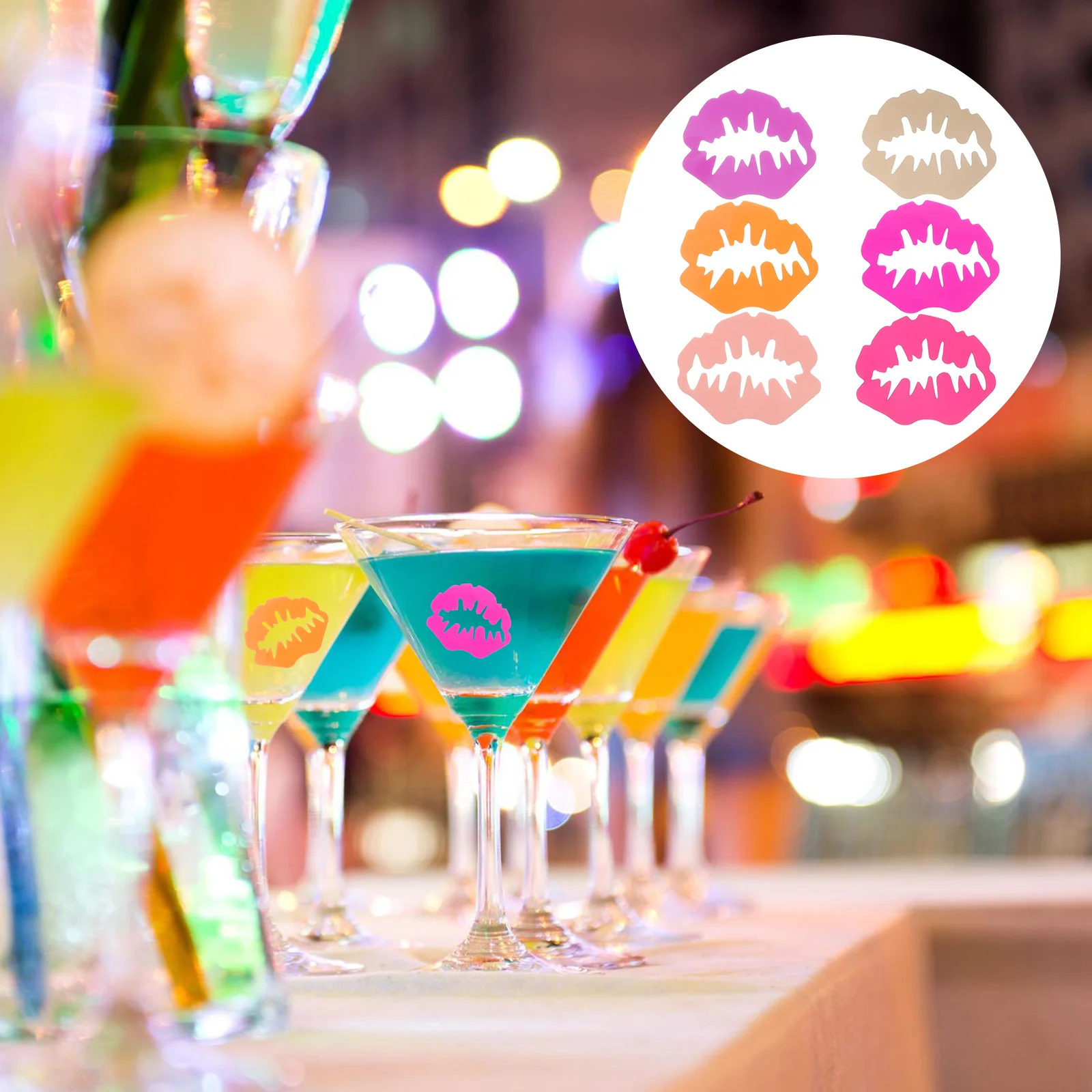 

6 Bachelorette Party Goblet Markers Accessories Goggles Glass Tags for Drinks Cocktails Glass Tags