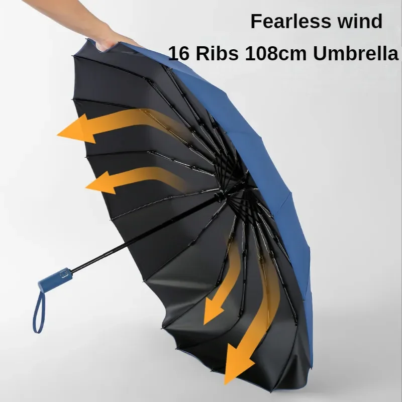 

16 Ribs Large Umbrella Strong Fully Automatic Sunshade Rain Umbrella Men Women Luxury Business Male Windproof Folding Umbrellas