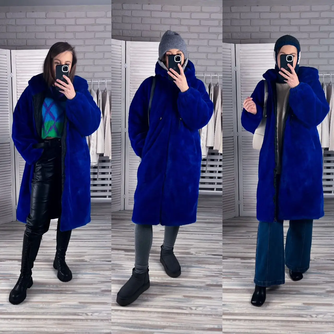 Mingmingxi Store Winter Long Oversized Warm Thick Blue Fluffy Faux Fur Coat Women Hooded 2022 Loose Casual Korean Style Fashion