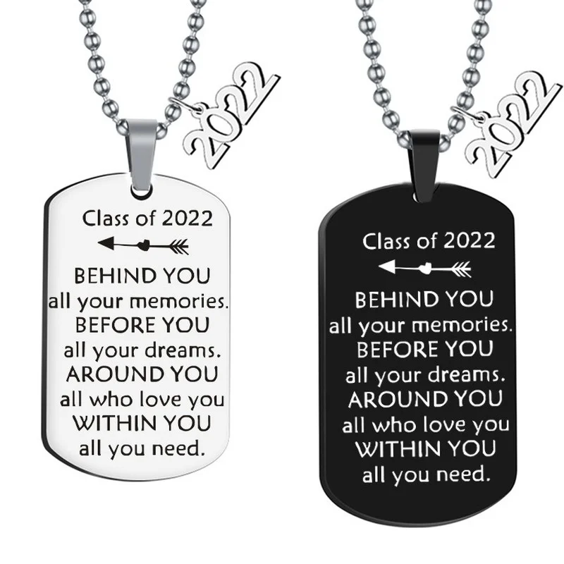 

2022 World's Latest Lover Jewelry Class of 2022 New Stainless Steel Military Brand Key Chain Cartoon Necklace Silver