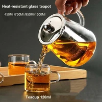 coffee tea sets heat resistant glass teapot with stainless steel infuser heated container tea pot good clear kettle droshipping