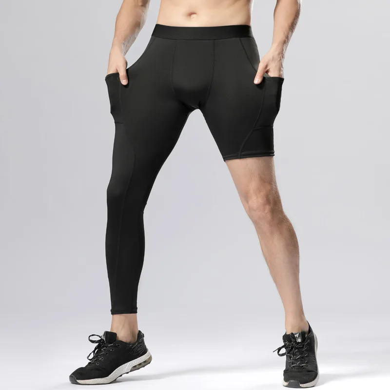 Мужские тренировочные штаны для бега с карманами длинные леггинсы баскетбола