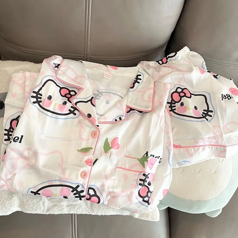 

Sanrio Hellokitty Pajamas Women's Summer Cartoon Sweet and Cute Student Dormitory Wearing Summer Homewear Outside