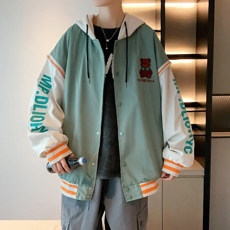 Модная двухсекционная куртка Illusion в корейском стиле мужская свободная с