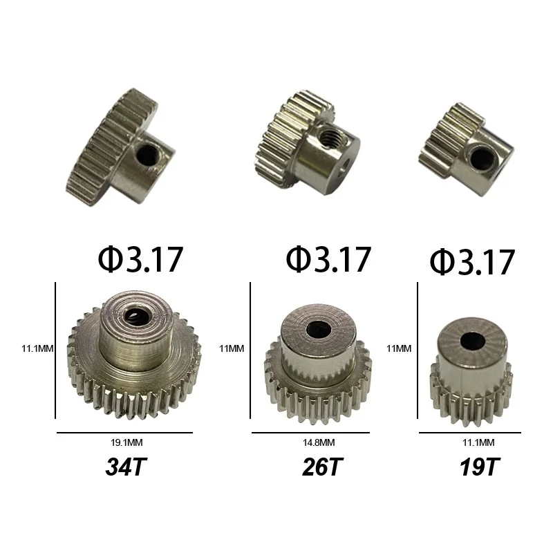 48P 3.17mm 19T 26T 34T Metal Pinion Motor Gear For 1/10  Sakura R31 G31 SCX10 Traxxas HPI Rc Model Car Motor Parts