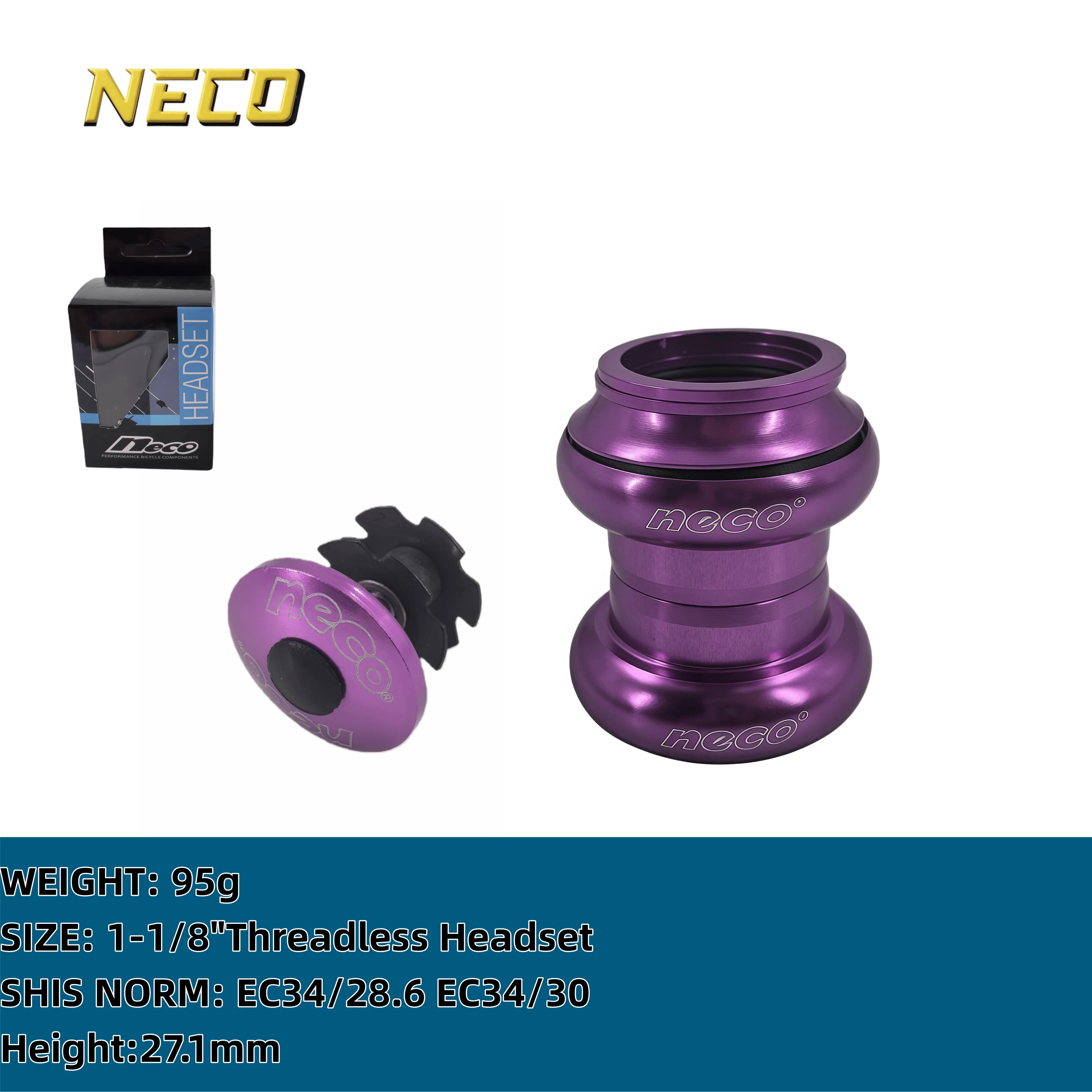 Фото Рулевые колонки Neco H282, высота 29 мм, внешние стальные рулевые колонки с подшипниками, 28,6 мм, 30 мм №1
