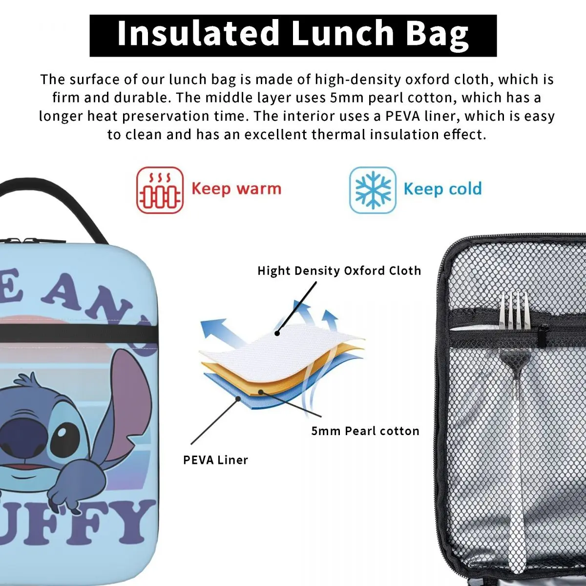 Милый и пушистый винтажный многоразовый контейнер для еды на молнии с градиентом