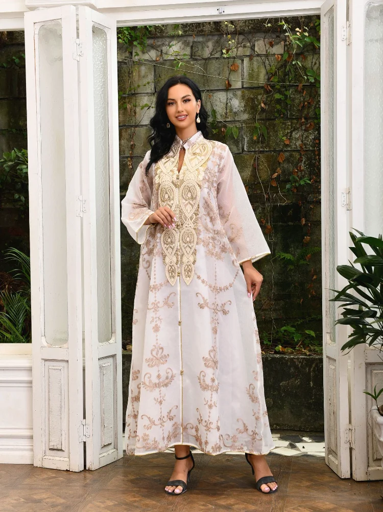 2023 Muslim Abayat Dress Embroidery Fashion Robe Femme Musulman Loose Women's Evening Dress for Middle East Dubai Arab