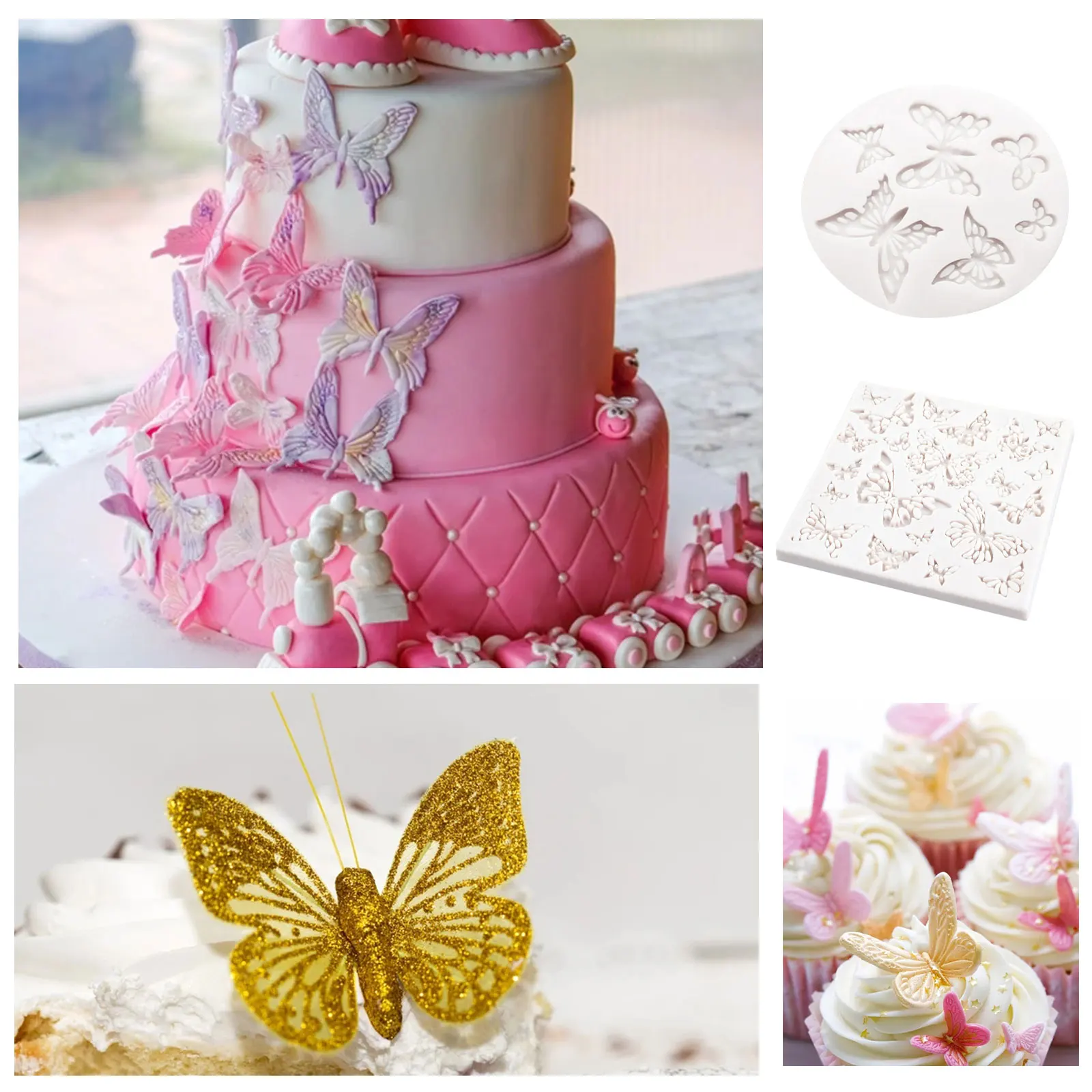 

Fondant Cake Baking Mold Butterfly Molds Chocolate Candy DIY Bow Silicone Fondant Mold Cake Decoration Tools Kitchen Accessories