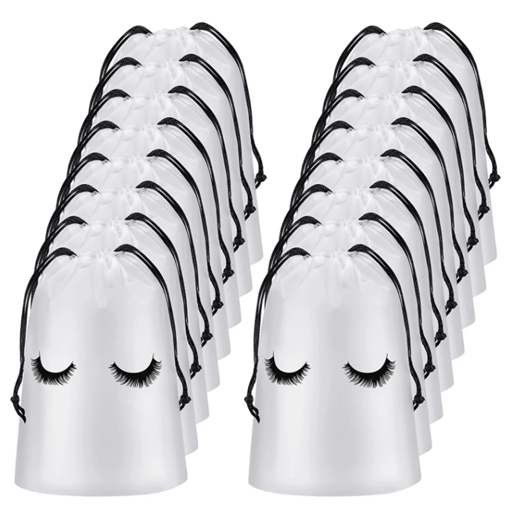 

50 шт., пластиковые косметички на шнурке для ресниц