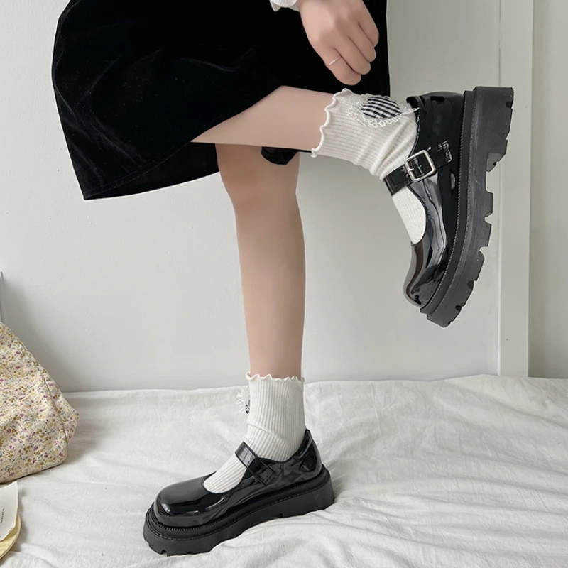 Black Mary Janes Pumps Women Heels Shoes with Strap 2023 New Vintage Round Toe Platform Japanese Style Girls Lolita School Shoes