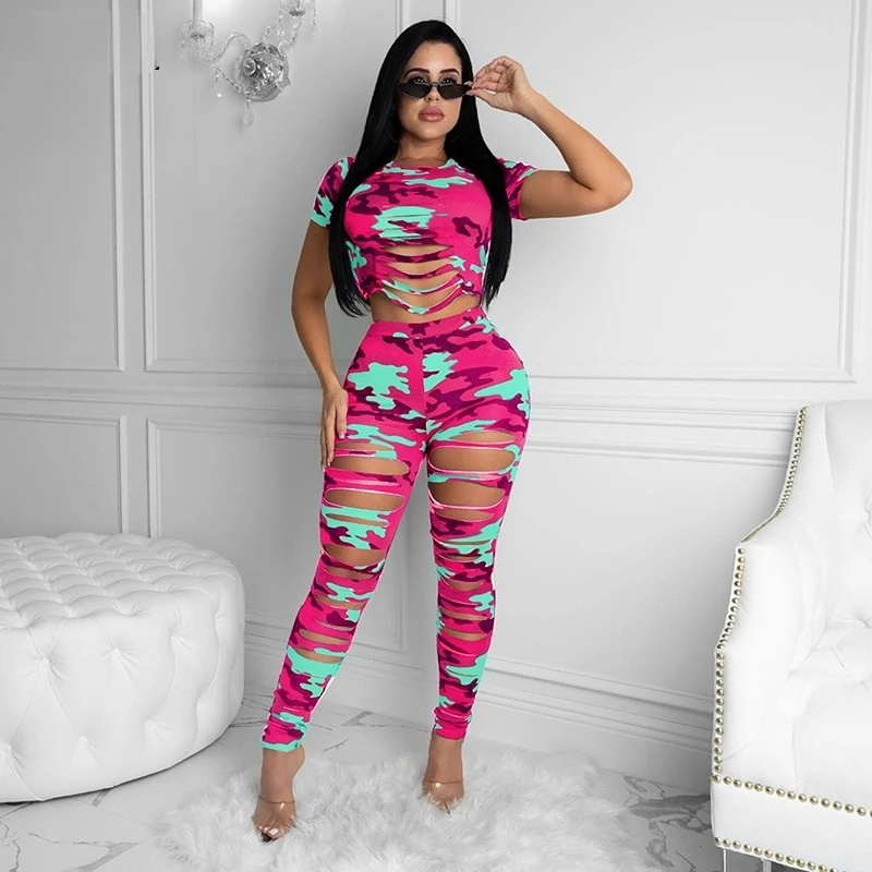 Crop Top 2 Piece Set Women Party Club Sexy Two Piece Outfits Long Pants Summer Sets for Women Joggers Suit Sets Tracksuit 2023