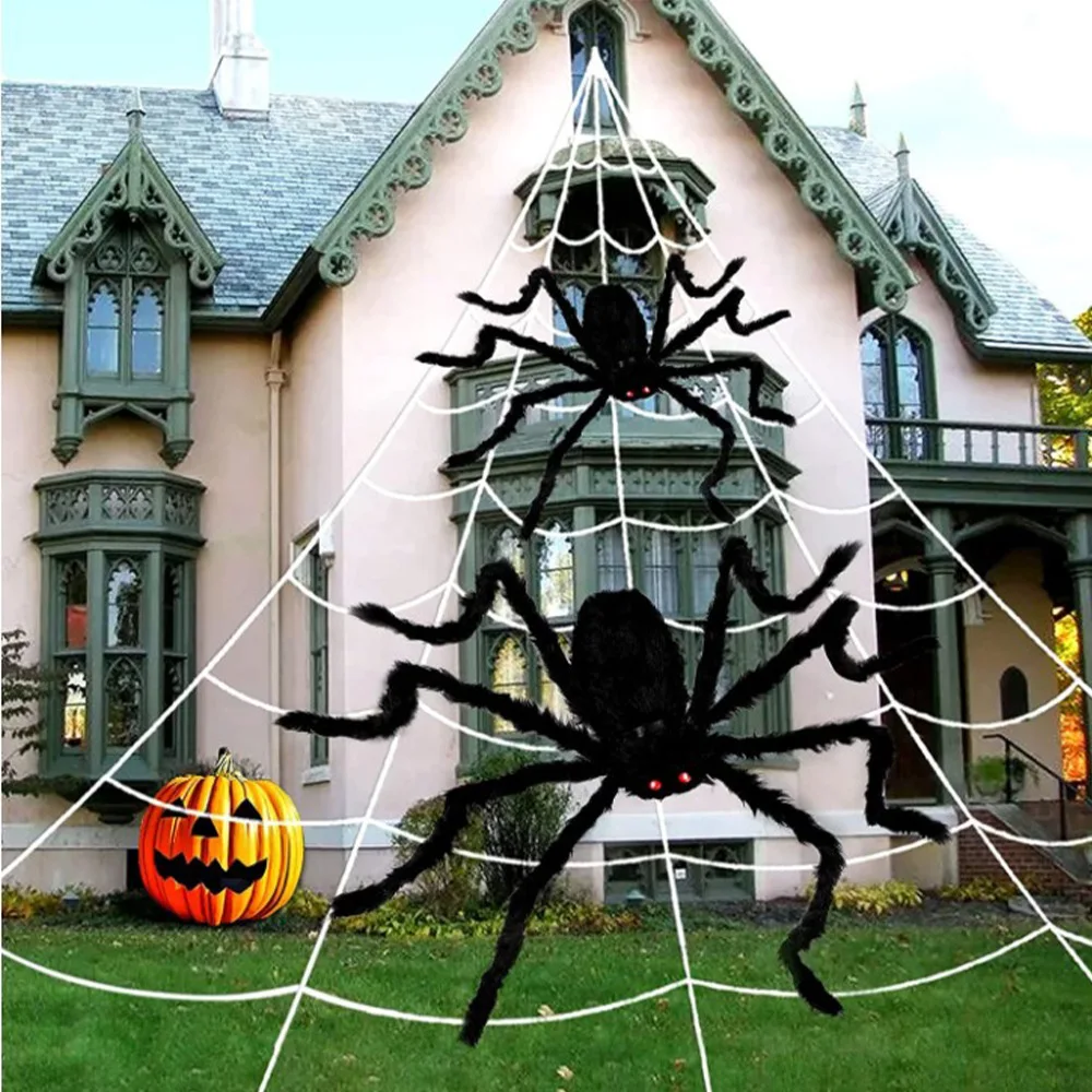 

30cm-90cm Large Halloween Plush Spider Black Furry Simulation Red Eye Spider Trick Or Treat Halloween Decoraitons Horrible Props