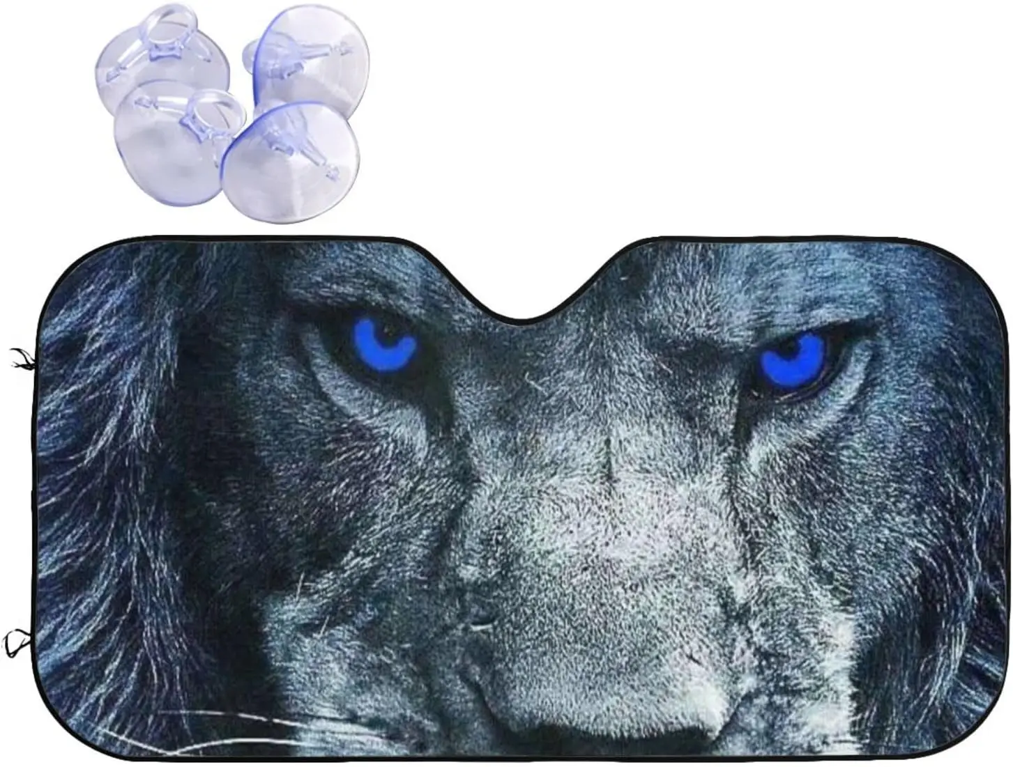 

Lion with Blue Eyes Print Sun Shade Car Front Window Sunshade for Most Sedans SUV Blocks Max Uv Rays Keeps Your Vehicle Cool