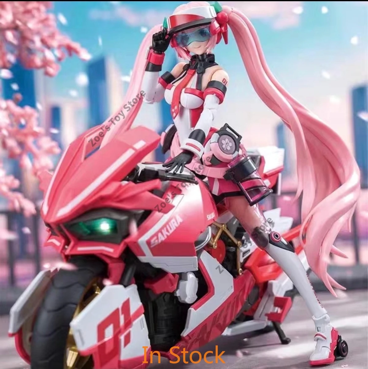 Фото SOSKILL Hatsune Miku Sakura Miku: Сборная фигурка девушки в мотоциклетном костюме (версия для сборки) Игрушка из серии аниме-персонажей, 16 см, в наличии №5