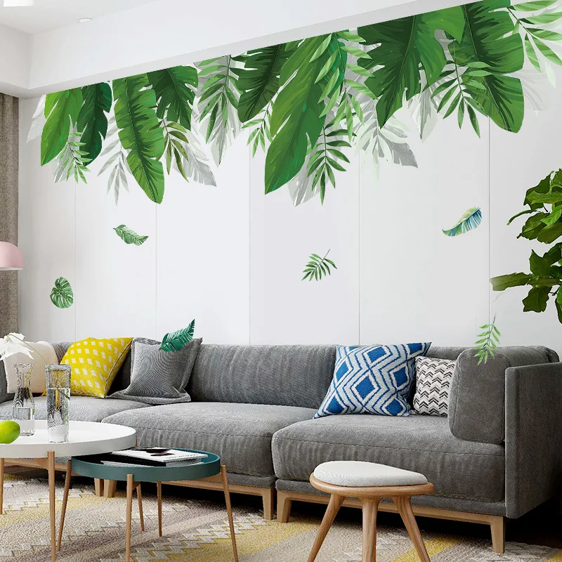 

Creative DIY Wall Stickers Beach Tropical Palm Leaves Wall Sticker Living Room Decals Wallpaper Bedroom Decorative Home Decor