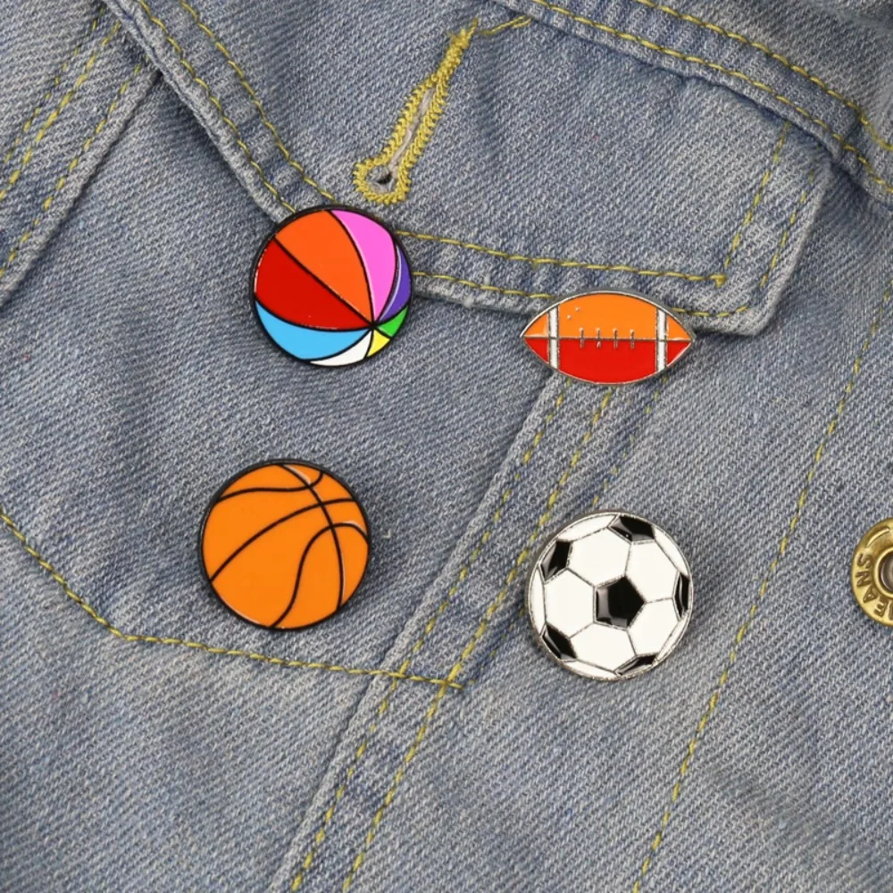

Korean Style Brooch Enamel Pins Rugby Basketball Soccer Bowling Brooches Roller Skates Badge Shirt Hat Bag Jewelry