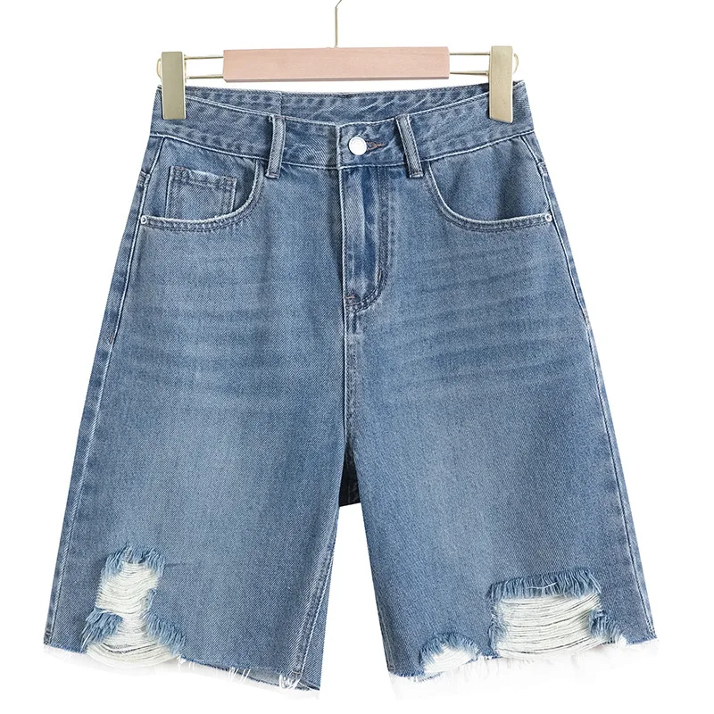 Fashion Casual Half Denim Shorts Women Short Jeans High Waist Tassels Belted Loose Female Versatile Streetwear Summer 2023 New