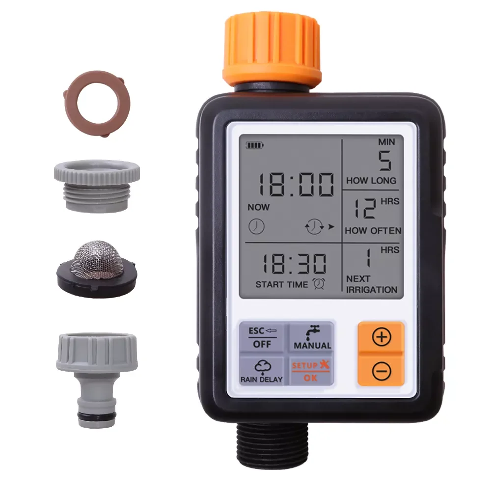 

Водонепроницаемый Таймер для орошения газона, автоматическая программируемая емкость 3 дюйма, большой экран IP65, для системы полива сада