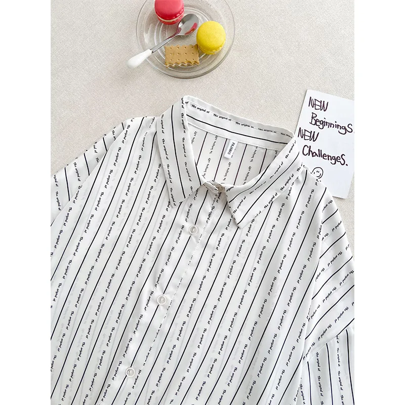 YFTNH Women Nightgown with Pocket Stripe Unicorn Printing Silk Stain Turndown Collar Soft Night Dress for Women's Sleepwear