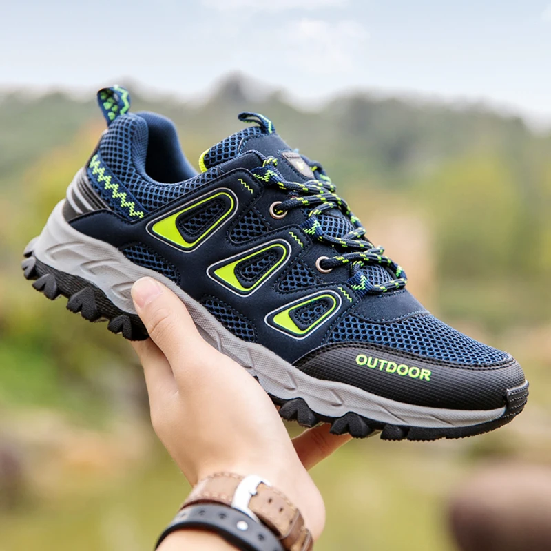 

2022 Men Hiking Shoes Zapatos De Hombre Breathable Summer Outdoor Trail Running Shoes Lace Up Non-slip Trekking Sneakers for Men