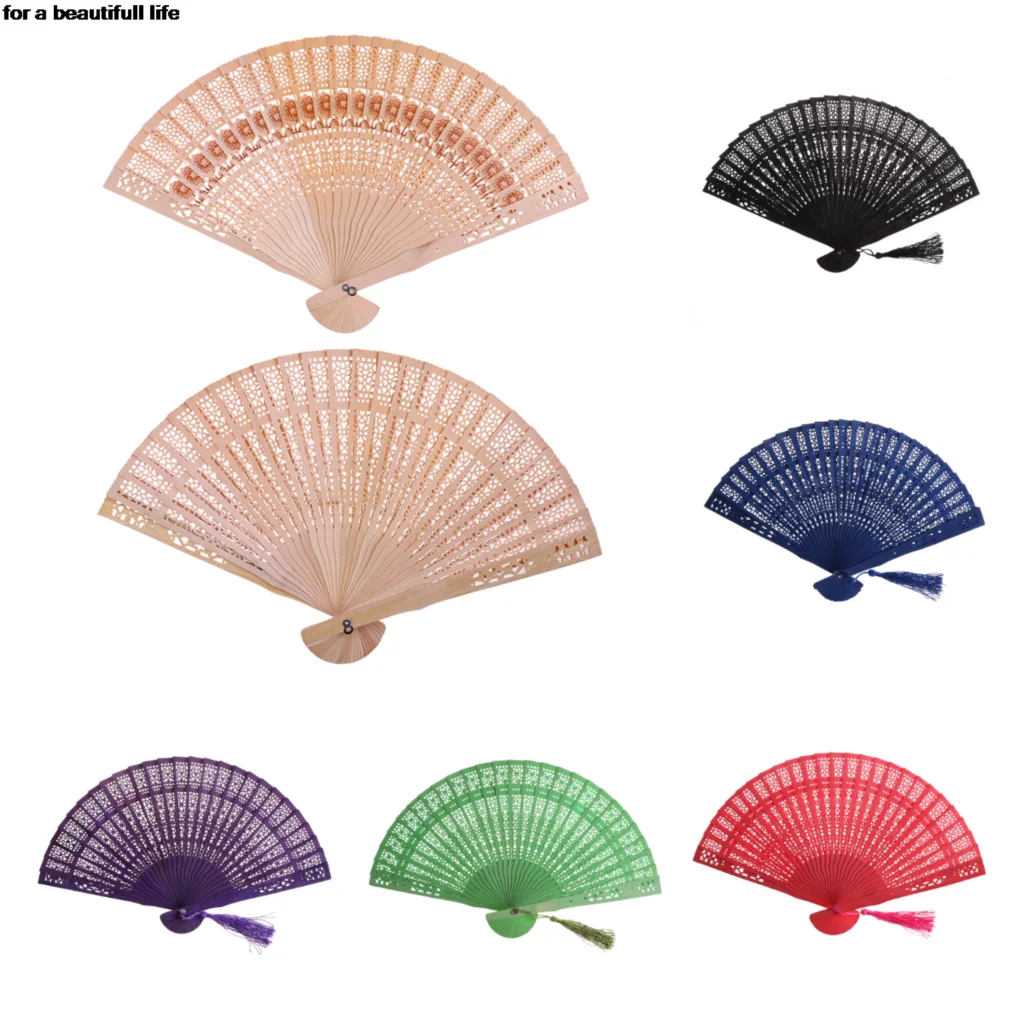 

1PCS Original Wooden Hand Flower Bamboo Pocket Fan Decoracion Fiestas Chinese Japanese Folding Fan For Home Decor