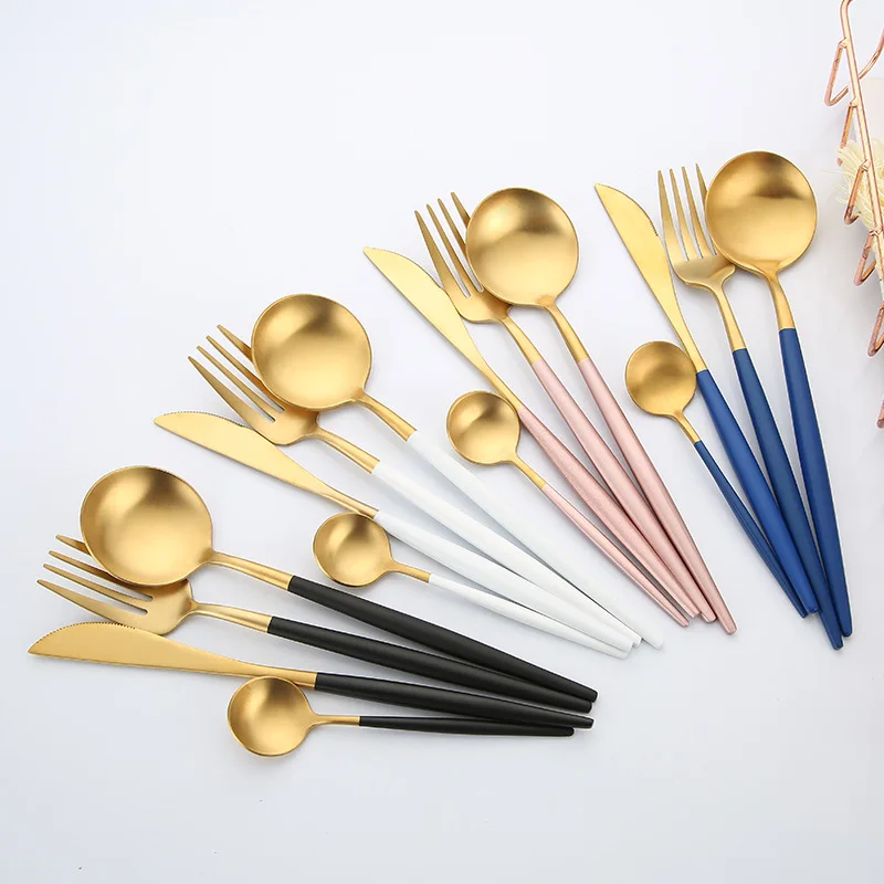 304 stainless steel cutlery tableware set table knife fork coffee spoon for kitchen home dinner appliance dinnerware set free global shipping