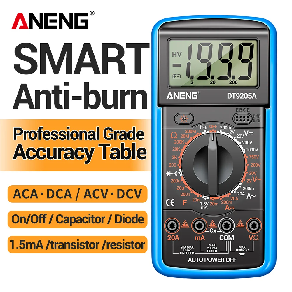 

ANENG Digital Smart Multimeter LCD Backlight Portable DC AC Voltage Capacitance Ammeter Voltmeter Handheld Tester Meter