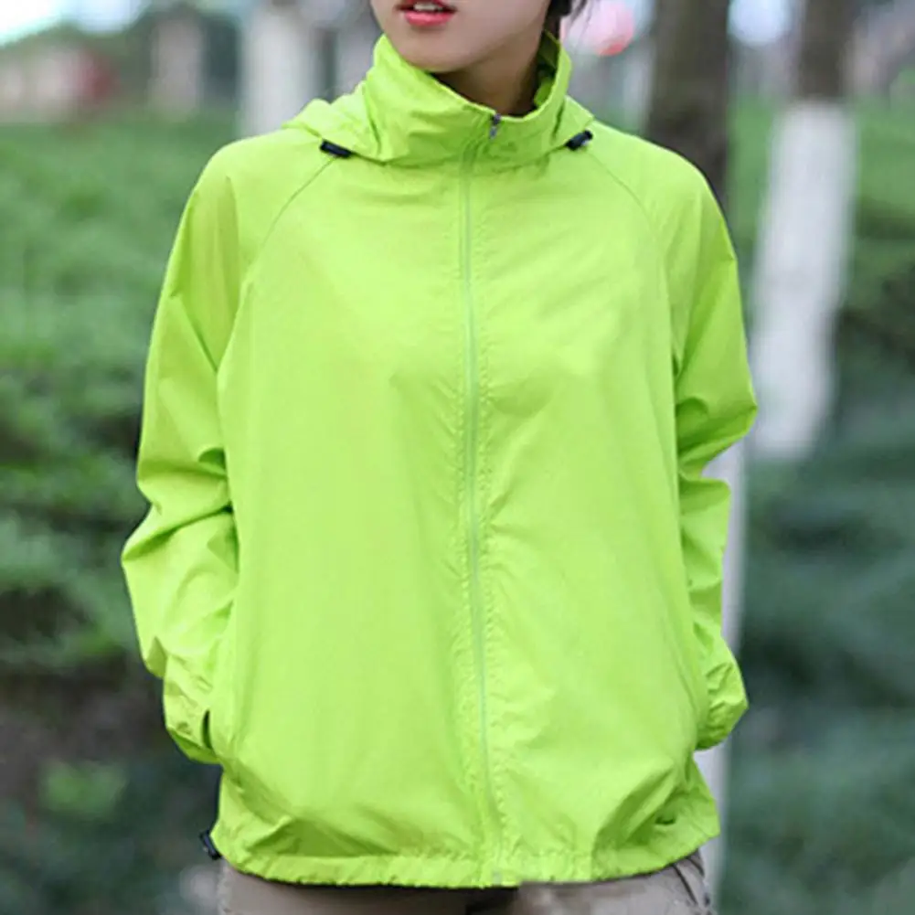 

M - 4XL Unisex Outdoor Jacket Solid Color Quick Dry Casual Waterproof Windproof Sunscreen Hooded Sports Coat for Jogging