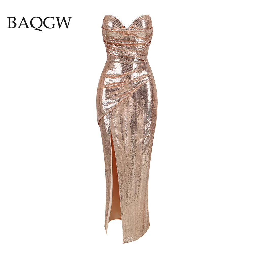 

Блестящее женское платье в стиле пэчворк без бретелек, без рукавов, с высокой талией, облегающее, с разрезом, женская мода