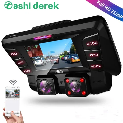 Автомобильный видеорегистратор V28, HD, ночное видение, панорамный мониторинг парковки, беспроводной видеорегистратор с двумя объективами, GPS, Wi-Fi, DVR, автомобильная камера