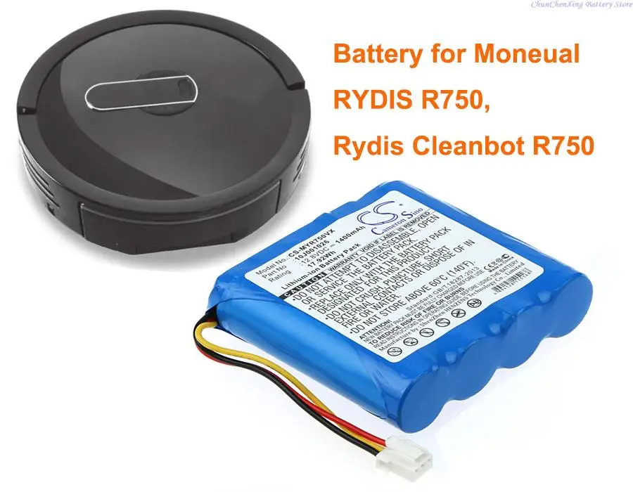 

1400mAh Vacuum Battery for Moneual RYDIS R750, Rydis Cleanbot R750