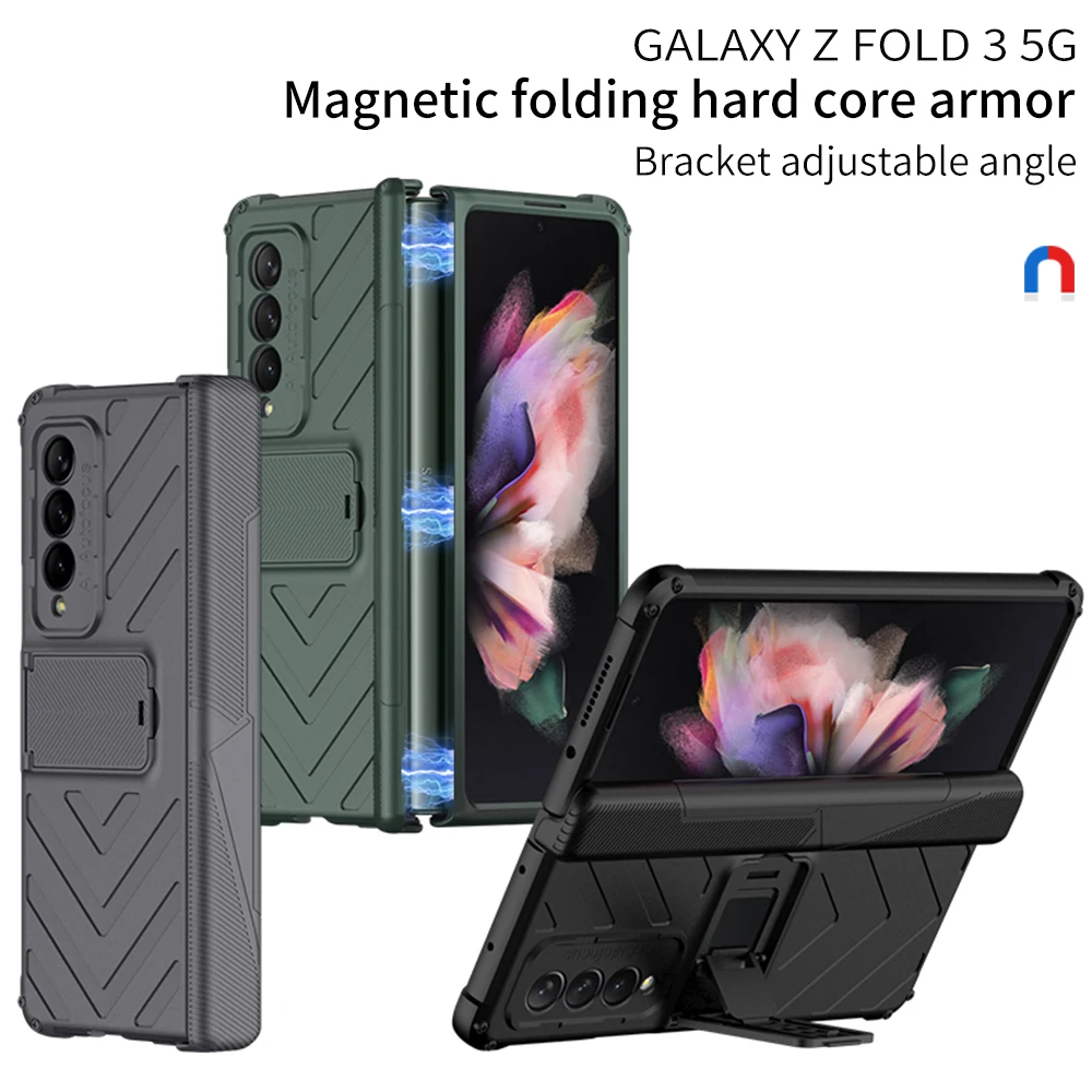 

Luxury Armor Case for Samsung Z Fold3 Case with Stand Magnetic Hinge All-inclusive Shockproof Cover for Galaxy Z Fold 3 Case