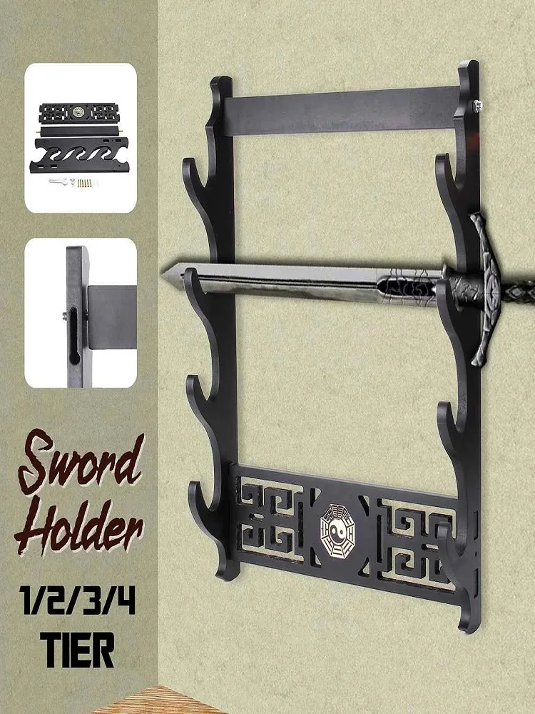 

1/2/3/4 Layer Wall Sword Stand Samurai Sword Holder Mounting Bracket Storage Rack Display Rack Chinese Tai Chi Bagua Style