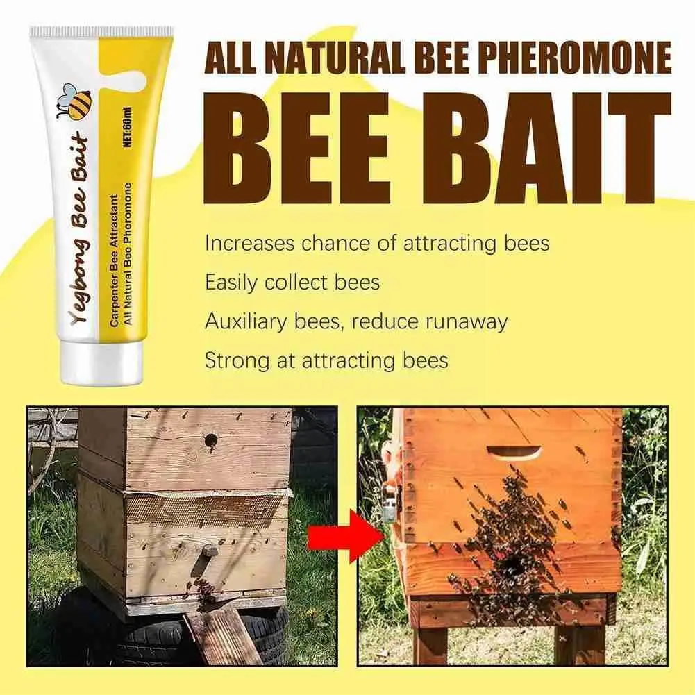 

60ml Bee Bait Bee Swarm Commander Lure Bait Bee Cage Beekeeper Bait Kit Beekeeping Bee Lure Tools Swarm Trap Attractant J0y8