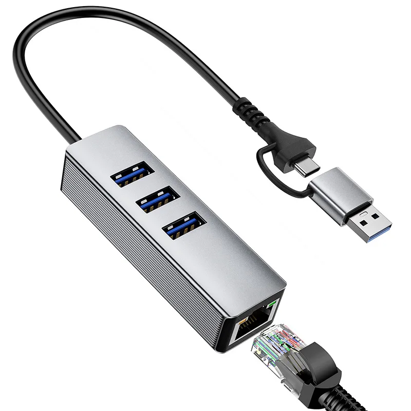 USB C многопортовый адаптер 4-в-1 type-c к RJ45 сетевой многопортовый WALNEW USB C Hub с 3 USB 3,0 и RJ45 Gigabit, T017 USB C многопортовый адаптер 4-в-1 type-c к RJ45 сетевой многопортовый WALNEW USB C Hub с 3 USB 3,0 и RJ45 Gigabit, T017