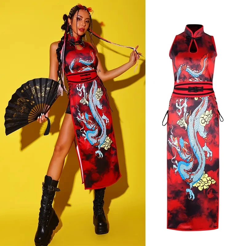 Костюм для джазовых танцев в китайском стиле женщин новый костюм хип-хоп одежда