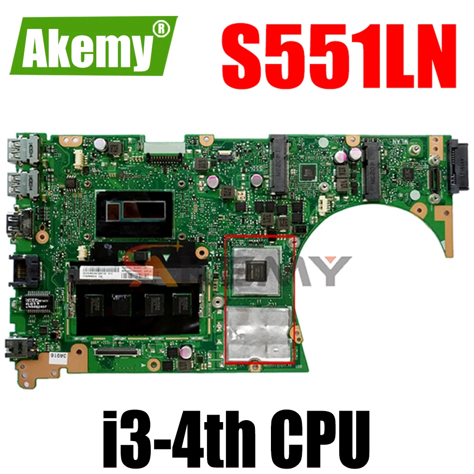

Akemy S551LN Laptop motherboard for ASUS S551LN S551LB S551L original mainboard 4GB-RAM I3-4th GT840M