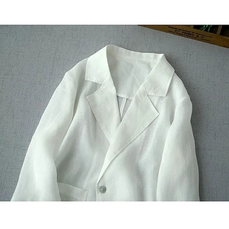 Пиджак женский из хлопка и льна винтажная Повседневная Верхняя одежда в
