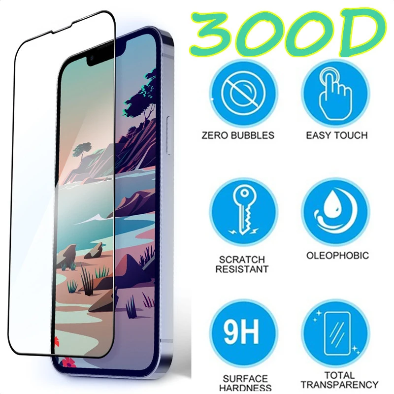 

Защитное стекло 300D с полным покрытием экрана для iPhone 13 12 11 Pro MAX Mini X XS Max XR, закаленное стекло для iPhone 7 8 Plus SE 2020, стекло