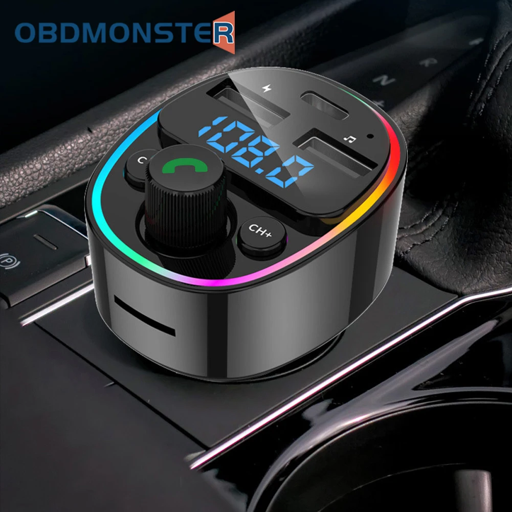 

Dual USB Ports Car MP3 Player Car Hands-Free Calling Music Player TF Card/32G U Disk BT Wireless FM with 7 Color LED Lights