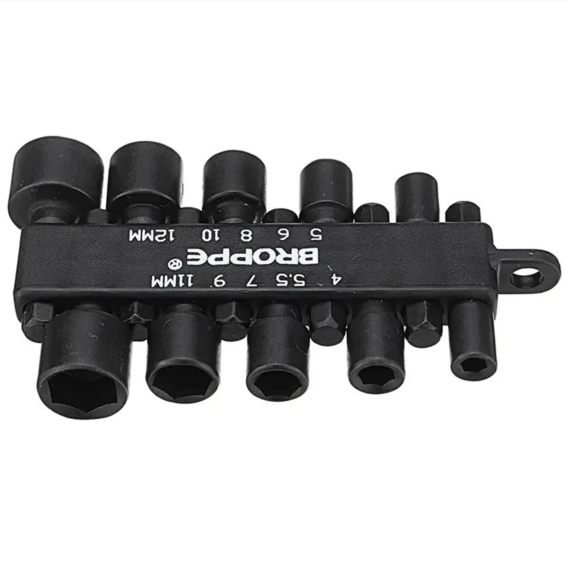 

BROPPE 10Pcs 1/4 Inch Hex Shank Power Nut Driver Drill Bit Set Socket Wrench Screw Screwdriver