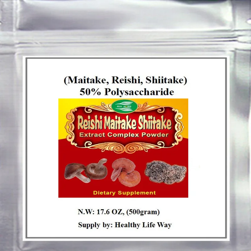 500 г, Top3, комплекс грибов (Maitake + Reishi + Shiitake), экстракт 50% полисахаридный порошок