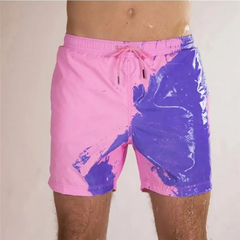 

New Men's Color-Changing Beach Pants With Water Discoloration Shorts Summer Men Temperature-Sensitive Swim Trunks Shorts