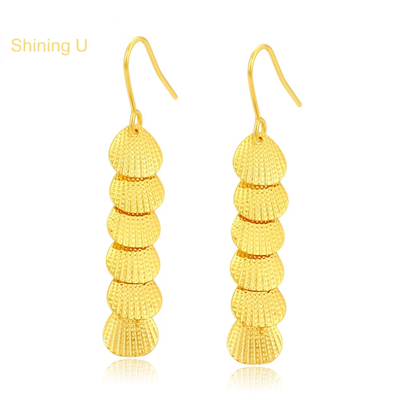 

Shining U Shell Shape Dangle Earrings for Women Plated In 18K Gold Color Fashion Jewelry Gift Summer