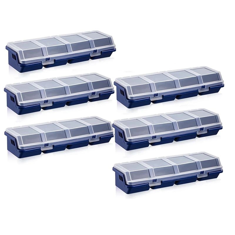 6 Pack Screw Organizer Box With Lids 4 Compartments Tool Bin Divider Compartment Containers Sorting Toolbox Case