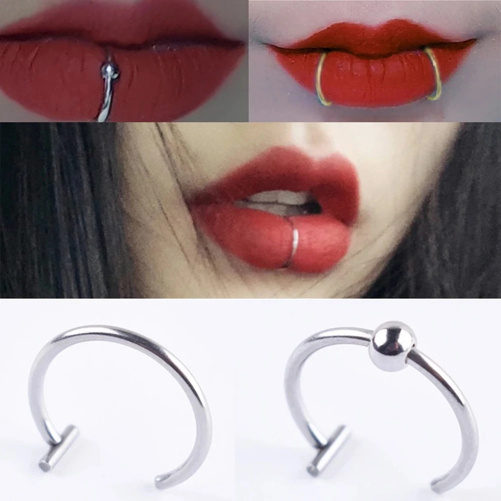 

2022 New Punk 8/10mm Titanium Steel Lip Rings Cuff Clip on Fake Labret Piercing Ear Nose Hoops Unisex Women Septum Body Jewelry