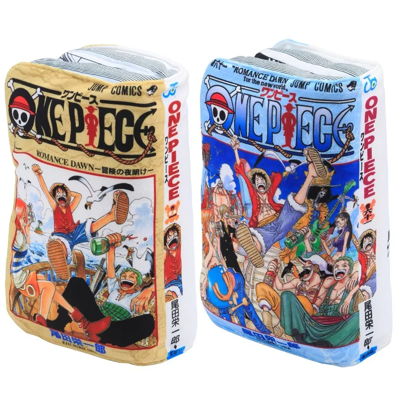 Фото Мягкая плюшевая подушка-книга по манге One Piece с принтом обложки и внутренних страниц с Луффи, подарок для фанатов аниме, декор для комнаты №1
