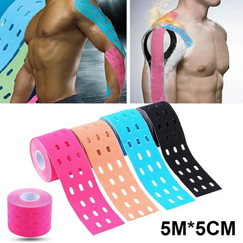 

5 Size Kinesiology Tape Tension Damage Elastic Tape Knee Muscle Pain Relief Patch, Stretch Cotton Sports Bandage Sports Tape
